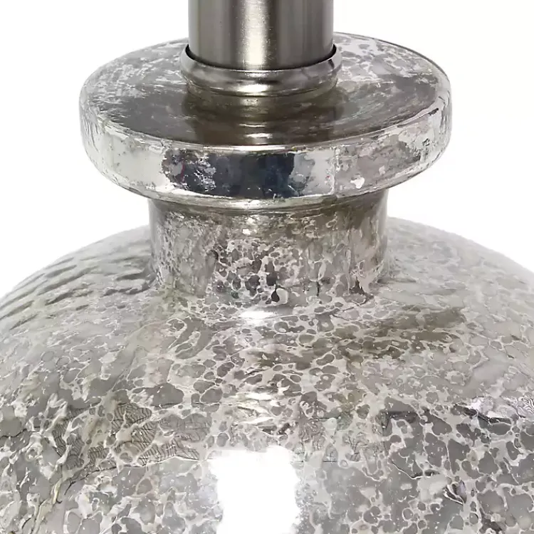 Table Lamps-Kirklands Home Mercury Hammered Glass Shade Table Lamp White