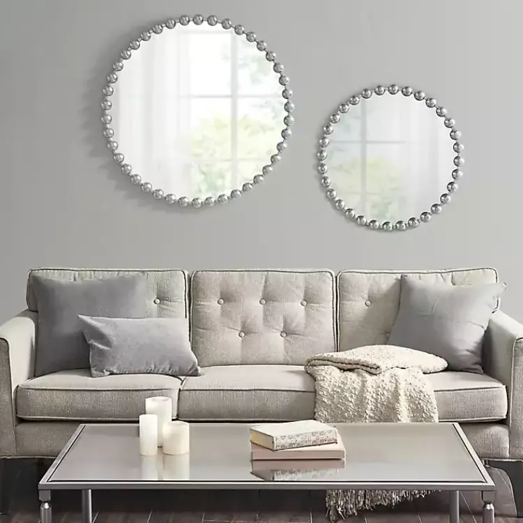 Decorative Mirrors-Kirklands Home Metallic Foiled Beaded Wall Mirror SIlver