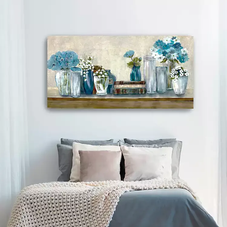 Canvas Art-Kirklands Home Blue Floral Desk Giclee Canvas Print, 60x30 in.