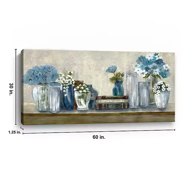 Canvas Art-Kirklands Home Blue Floral Desk Giclee Canvas Print, 60x30 in.