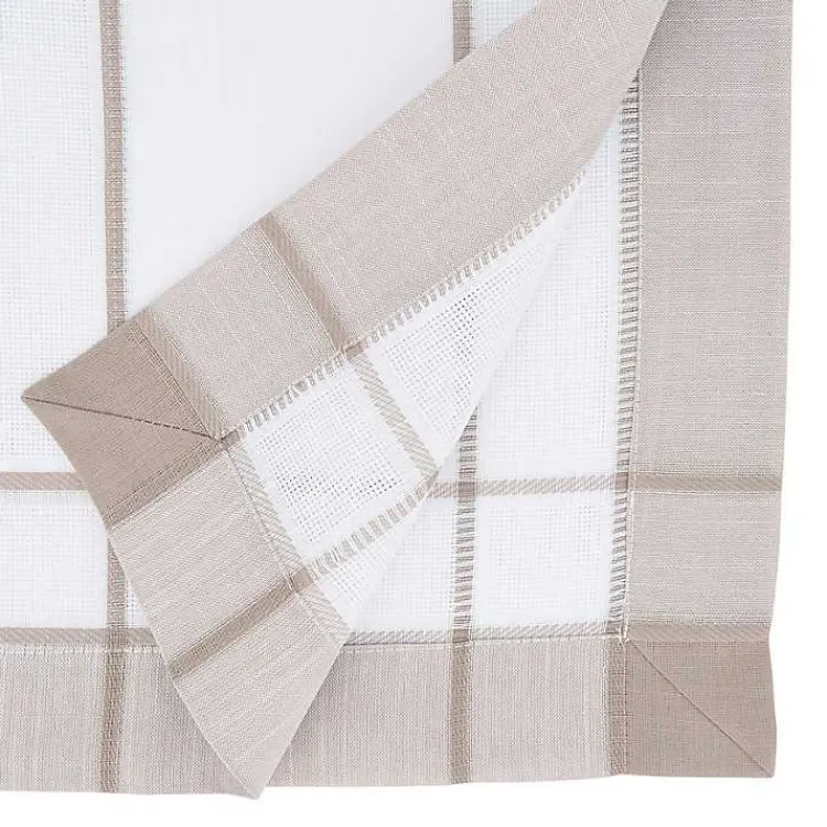 Table Linens-Kirklands Home Natural Long Banded Border Table Runner, 108 in.