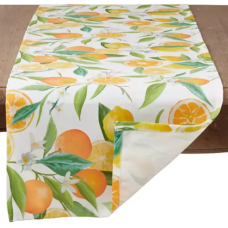 Table Linens-Kirklands Home colored Lemon and Orange Polyester Runner Multi