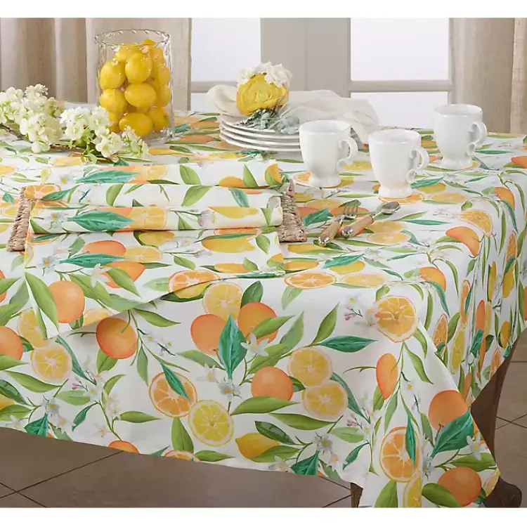 Table Linens-Kirklands Home colored Lemon and Orange Polyester Runner Multi