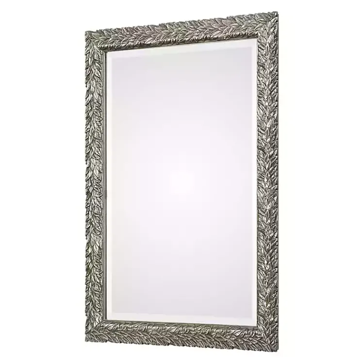 Decorative Mirrors-Kirklands Home Metallic Silver Flowering Leaf Beveled Wall Mirror