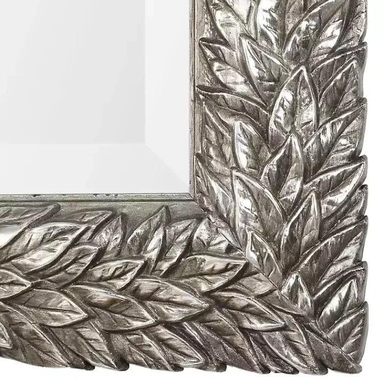 Decorative Mirrors-Kirklands Home Metallic Silver Flowering Leaf Beveled Wall Mirror