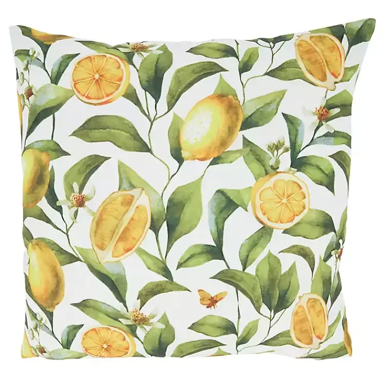 Outdoor Cushions & Pillows-Kirklands Home Lemon Blooms Outdoor Pillow