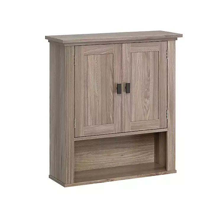 Shelves-Kirklands Home Honey Woodgrain Wall-Mounted Cabinet Tan