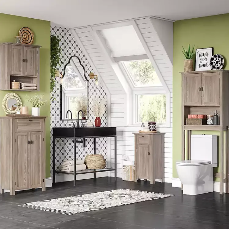 Shelves-Kirklands Home Honey Woodgrain Wall-Mounted Cabinet Tan