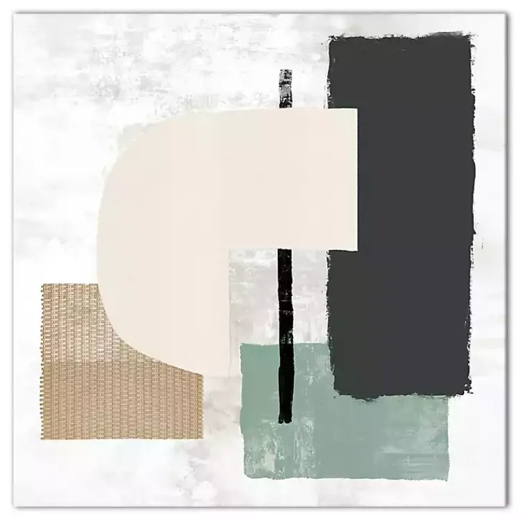 Canvas Art-Kirklands Home Gray and Green Abstract Geometric Canvas Wall Art