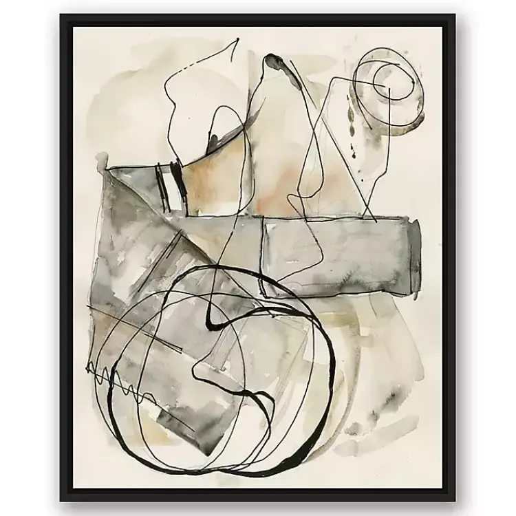 Canvas Art-Kirklands Home Tan and Black Abstract Framed Canvas Art Print