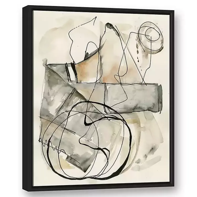 Canvas Art-Kirklands Home Tan and Black Abstract Framed Canvas Art Print