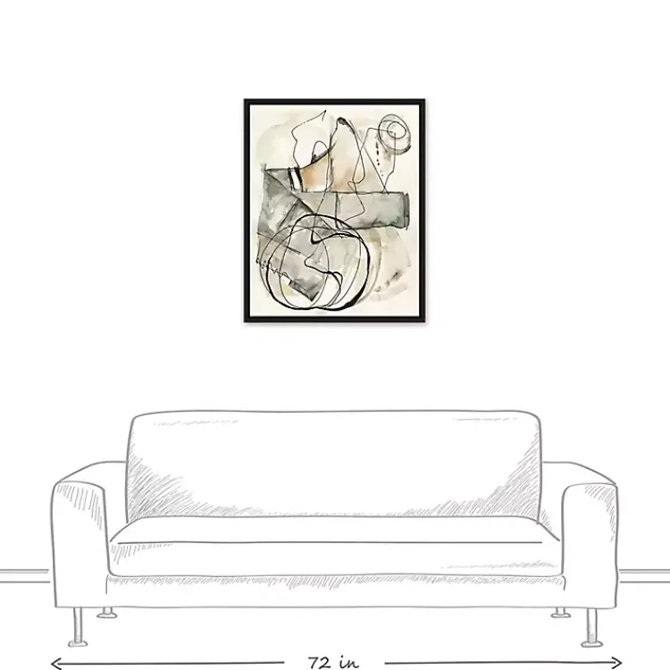 Canvas Art-Kirklands Home Tan and Black Abstract Framed Canvas Art Print