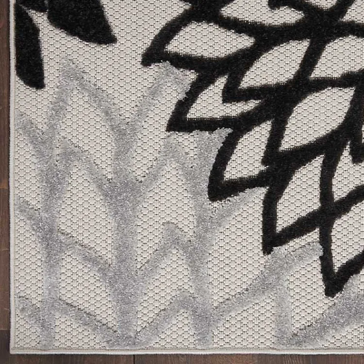 Outdoor Rugs-Kirklands Home Black and White Floral Outdoor Area Rug, 7x10