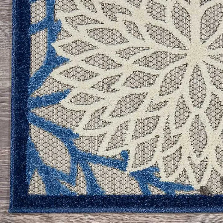 Outdoor Rugs-Kirklands Home Blue Floral Outdoor Area Rug, 7x10