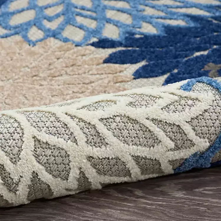 Outdoor Rugs-Kirklands Home Blue Floral Outdoor Area Rug, 7x10