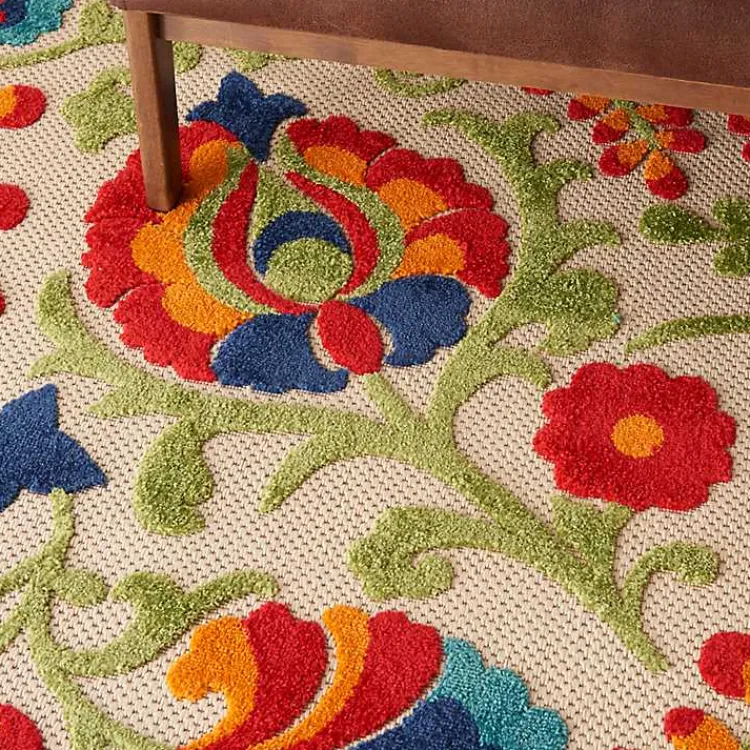 Outdoor Rugs-Kirklands Home Abstract Floral Outdoor Area Rug, 7x10 Multi