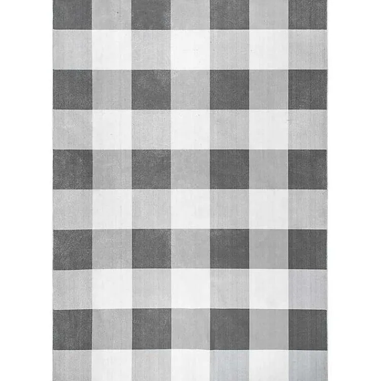 Area Rugs-Kirklands Home Gray Buffalo Plaid Washable Area Rug, 5x8