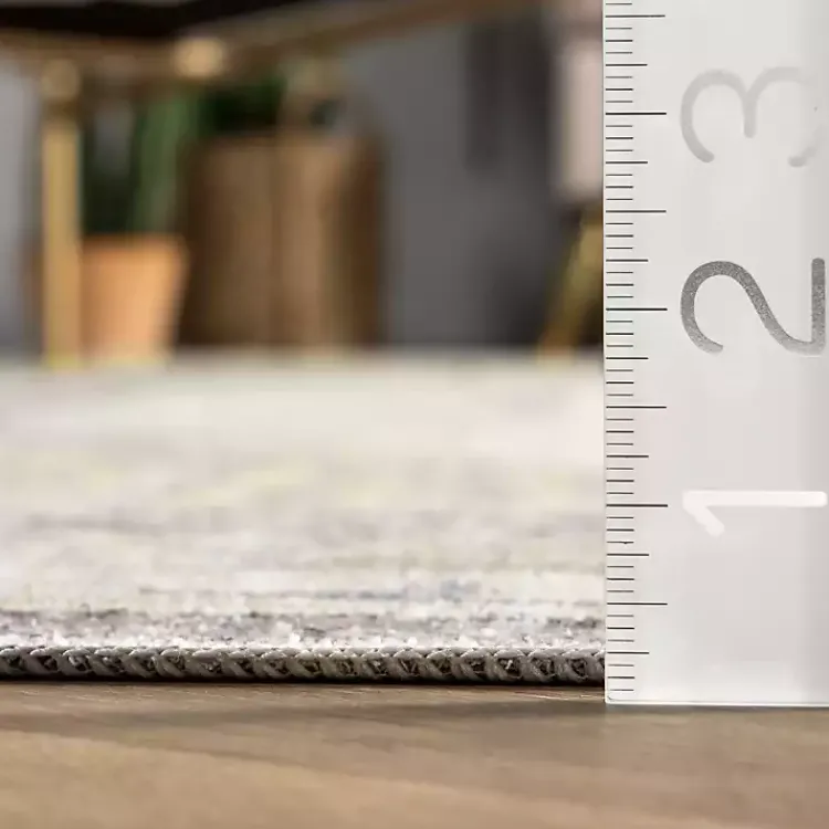 Area Rugs-Kirklands Home Gray Faded Medallion Washable Area Rug, 5x8