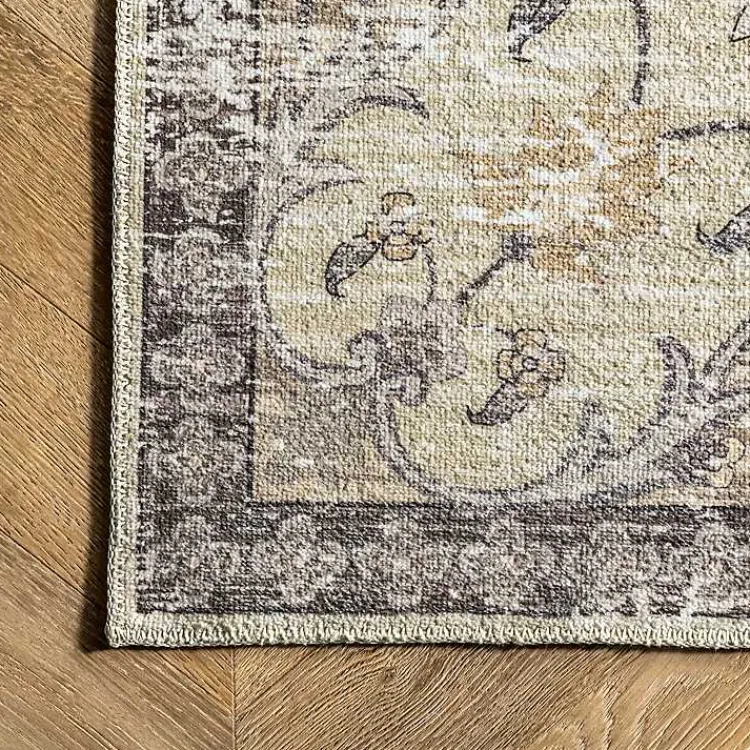 Area Rugs-Kirklands Home Gray Faded Medallion Washable Area Rug, 5x8