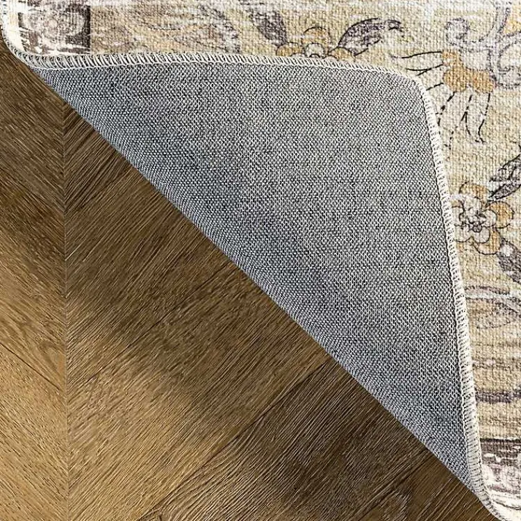 Area Rugs-Kirklands Home Gray Faded Medallion Washable Area Rug, 5x8