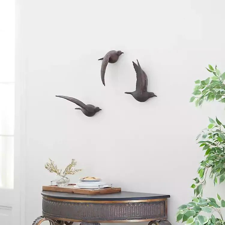 Wall Plaques-Kirklands Home Flying Birds Wall Sculptures, Set of 3 Brown