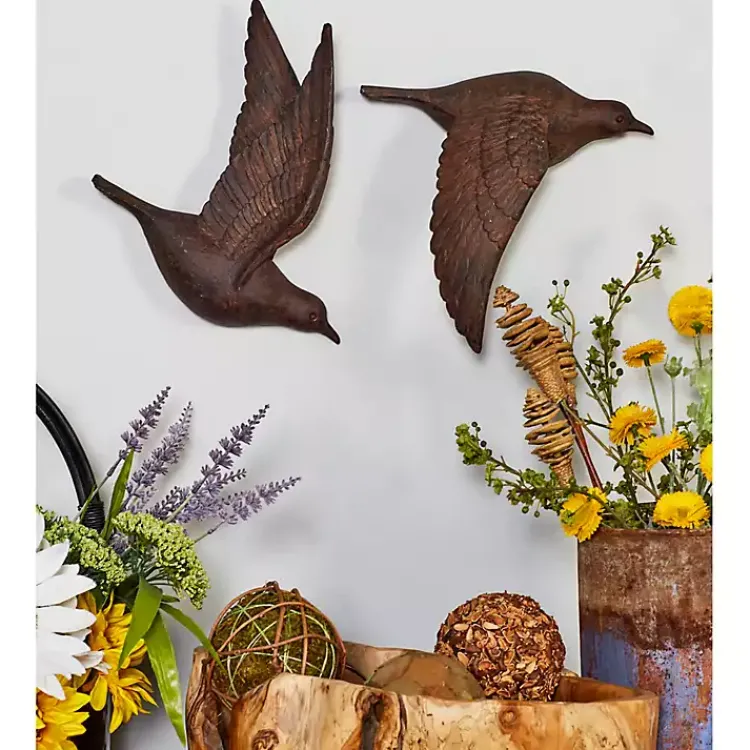 Wall Plaques-Kirklands Home Flying Birds Wall Sculptures, Set of 3 Brown