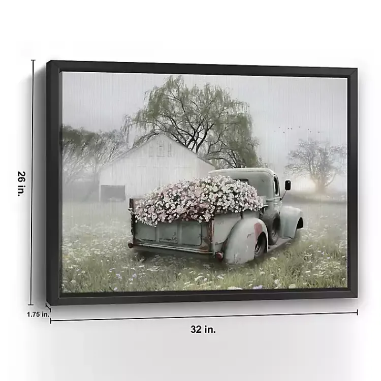 Canvas Art-Kirklands Home Sage Flower Truck Framed Giclee Canvas Art Print Green