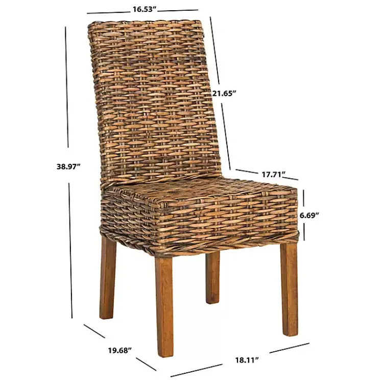 Dining Chairs-Kirklands Home Natural Rattan Wood Woven 2-pc. Dining Chair Set Brown