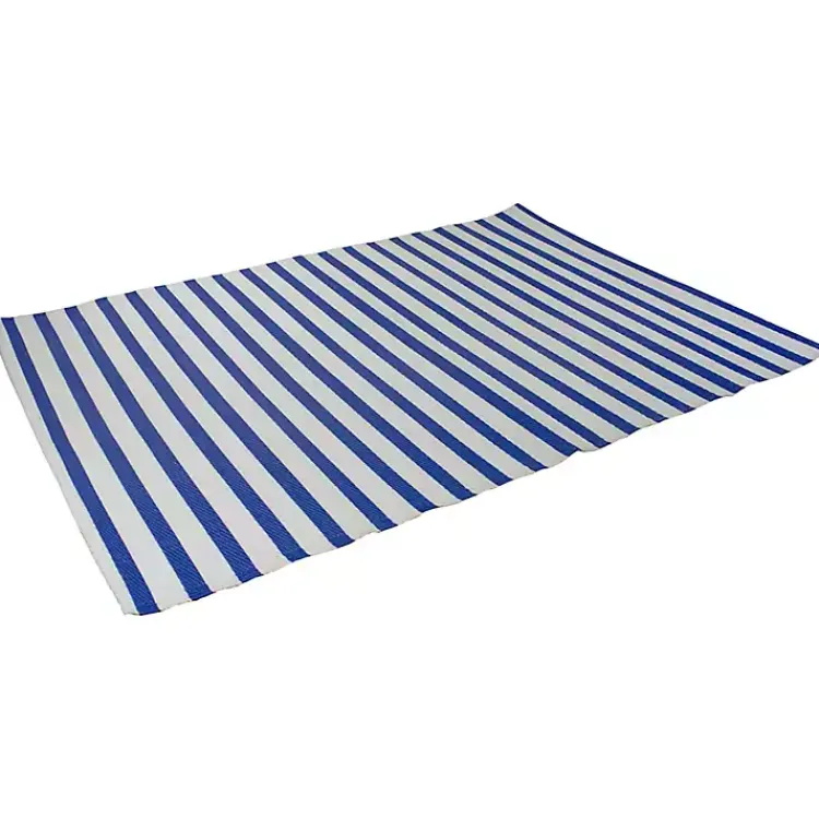 Outdoor Rugs-Kirklands Home Cerulean Stripes Outdoor Area Rug, 4x6