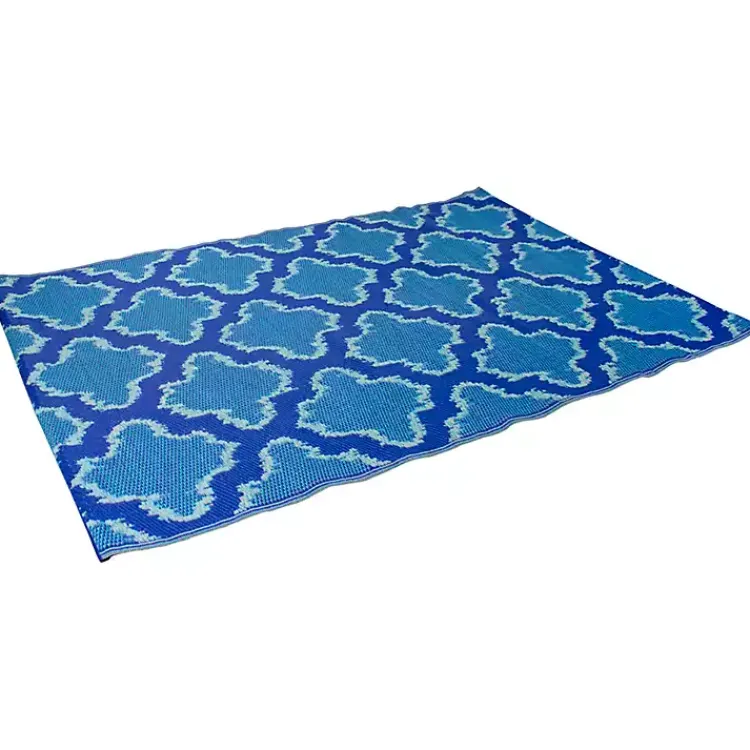 Outdoor Rugs-Kirklands Home Cerulean Quatrefoil Outdoor Area Rug, 4x6