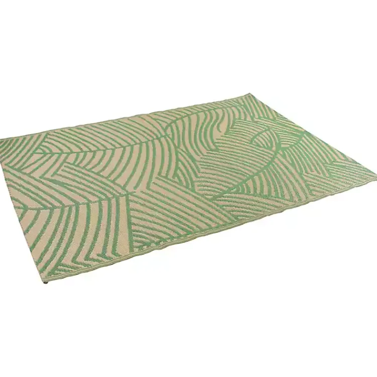 Outdoor Rugs-Kirklands Home Green Palm Leaf Outdoor Area Rug, 4x6