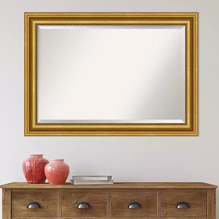 Decorative Mirrors-Kirklands Home Gold Patina Scalloped Frame Beveled Mirror