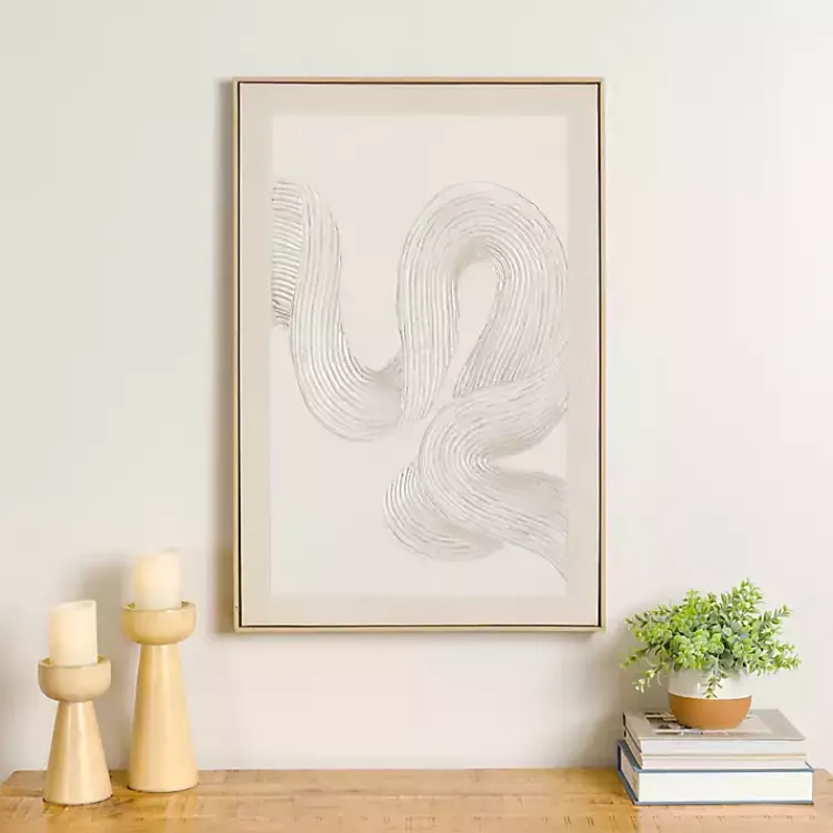 Canvas Art-Kirklands Home Ivory Swirls Framed Canvas Art Print