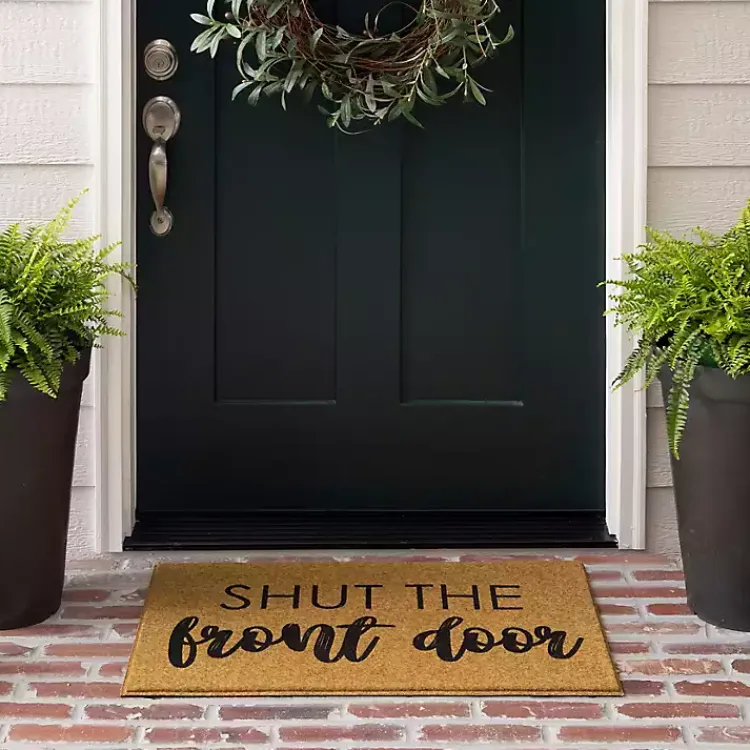 Doormats-Kirklands Home Natural Shut the Front Door Doormat Tan