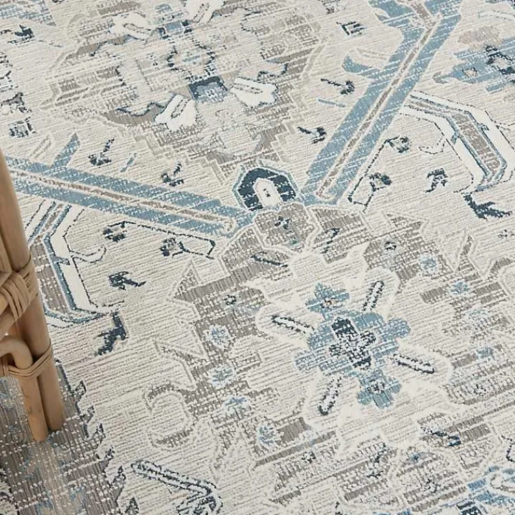 Area Rugs-Kirklands Home Dove Gray Ornate Bordered Area Rug, 5x7