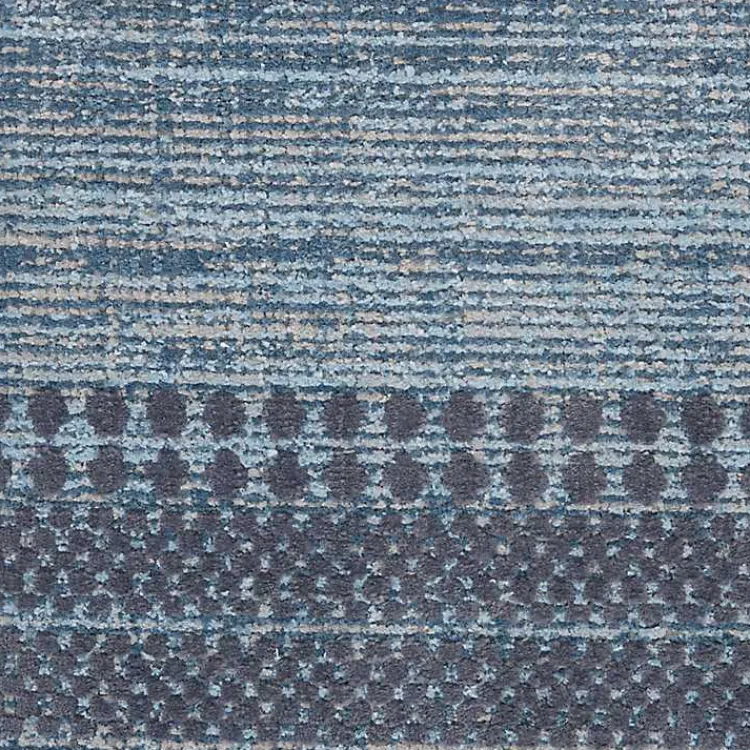 Area Rugs-Kirklands Home Charcoal and Blue Stripes Fringe Area Rug, 7x10
