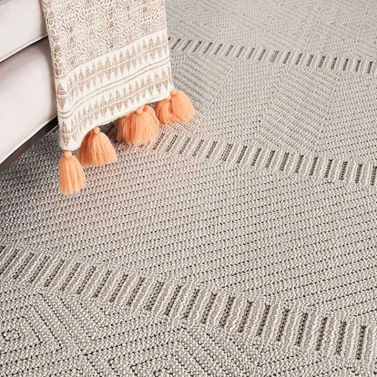 Area Rugs-Kirklands Home Chevron Diamond Tasseled Area Rug, 7x10 Ivory