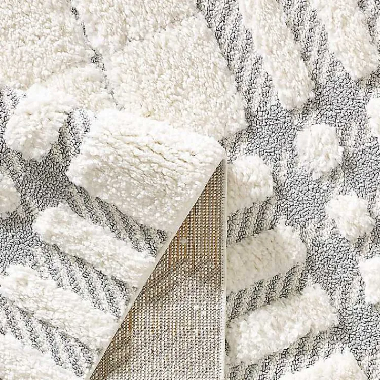 Area Rugs-Kirklands Home Cream and Gray Tufted Criss-Cross Area Rug, 7x9