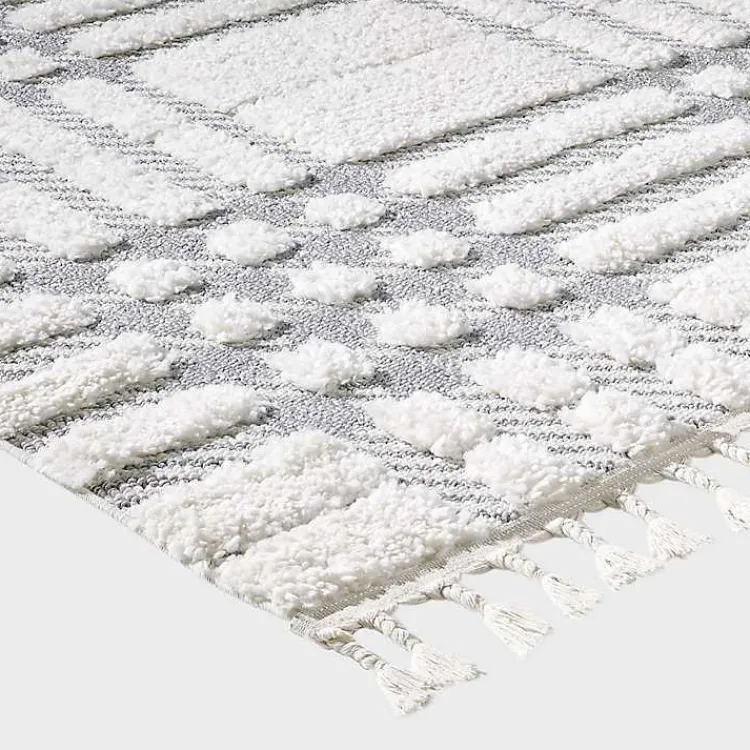 Area Rugs-Kirklands Home Cream and Gray Tufted Criss-Cross Area Rug, 7x9