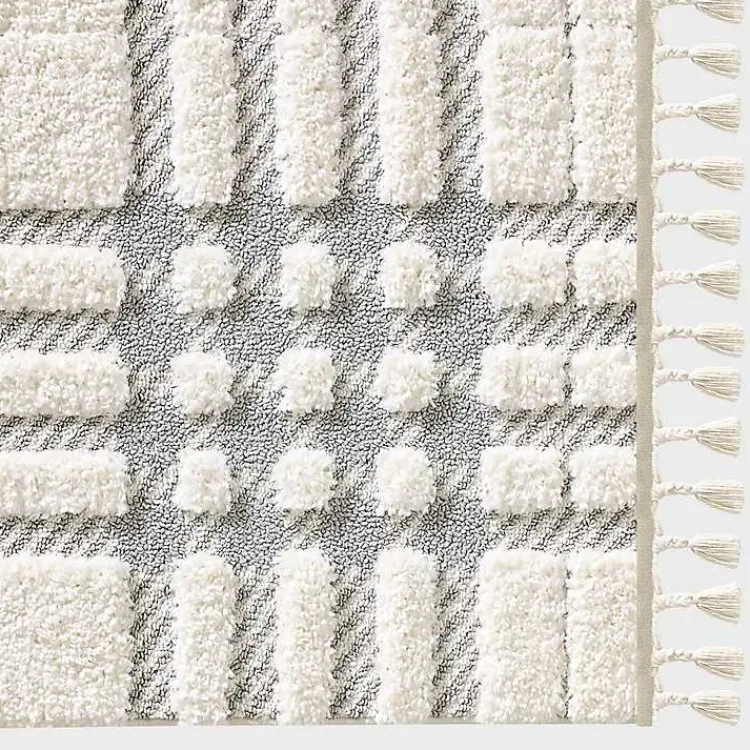Area Rugs-Kirklands Home Cream and Gray Tufted Criss-Cross Area Rug, 7x9