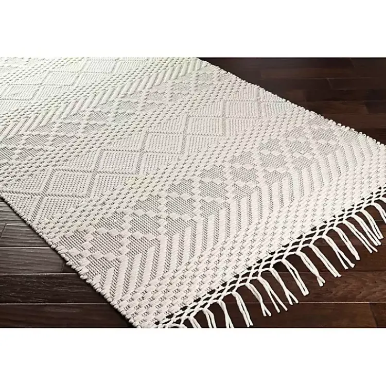 Area Rugs-Kirklands Home Cream Diamond Tassel Wool Area Rug, 8x10 Ivory