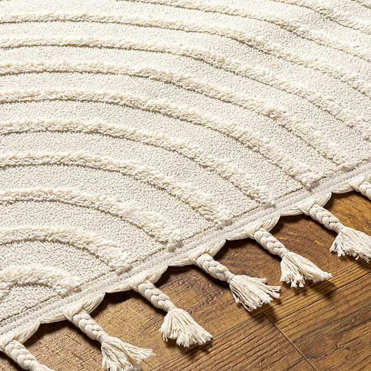 Area Rugs-Kirklands Home Geometric Lines Tassel Area Rug, 5x7 Ivory