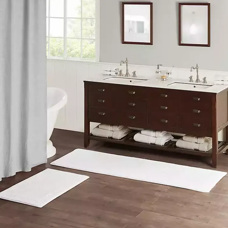 Bathroom Rugs-Kirklands Home Tufted Reversible Bath Mat, 34 in. White