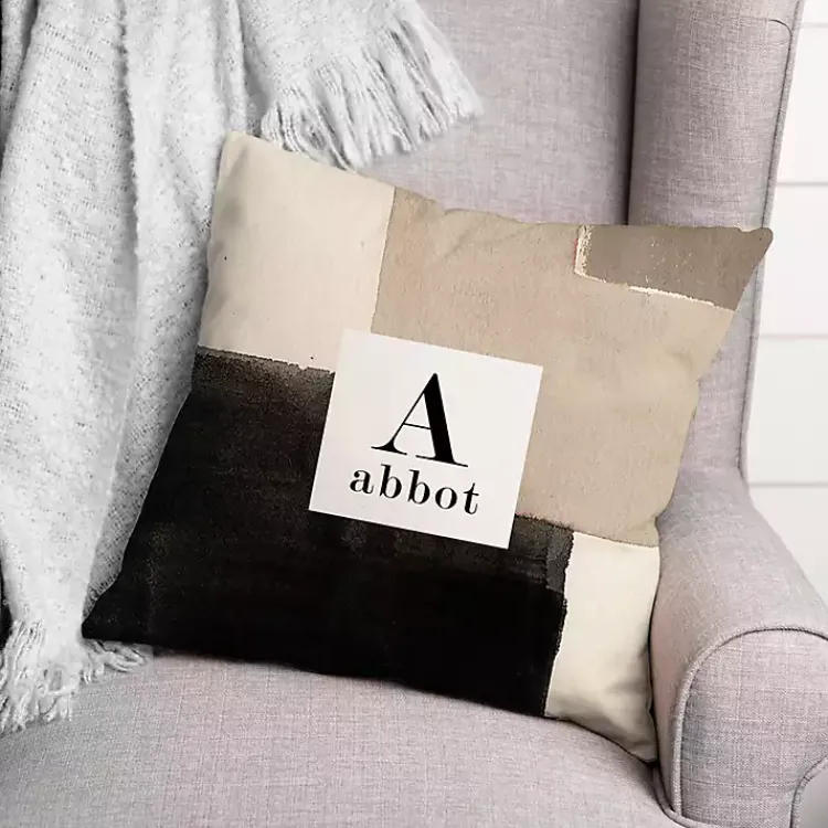 Outdoor Cushions & Pillows-Kirklands Home Personalized Neutral Monogram Outdoor Pillow