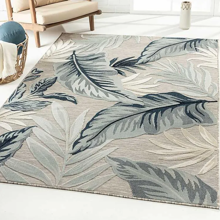 Outdoor Rugs-Kirklands Home Ferns and Palms Indoor/Outdoor Area Rug, 7x9