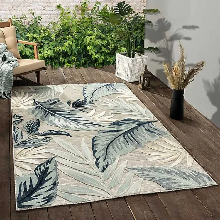 Outdoor Rugs-Kirklands Home Ferns and Palms Indoor/Outdoor Area Rug, 7x9