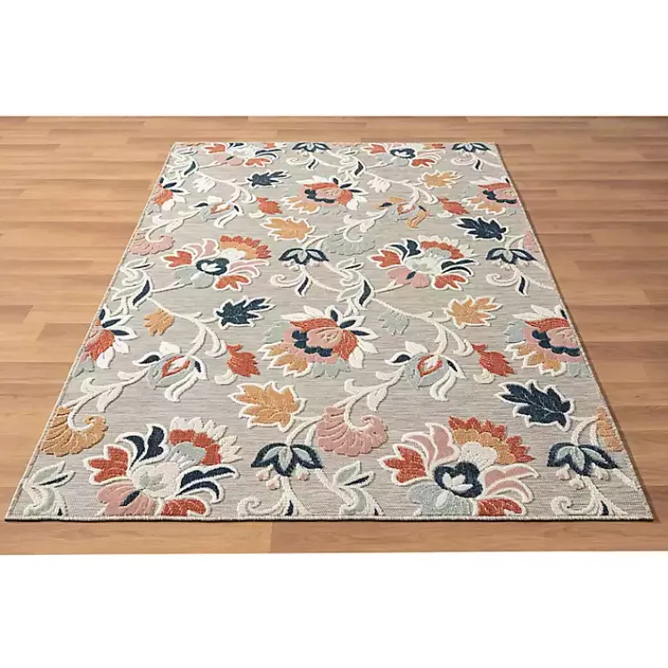 Outdoor Rugs-Kirklands Home Mara Floral Blossom Indoor/Outdoor Area Rug, 5x7