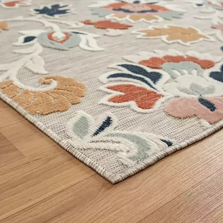 Outdoor Rugs-Kirklands Home Mara Floral Blossom Indoor/Outdoor Area Rug, 5x7