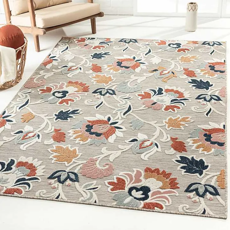 Outdoor Rugs-Kirklands Home Mara Floral Blossom Indoor/Outdoor Area Rug, 7x9
