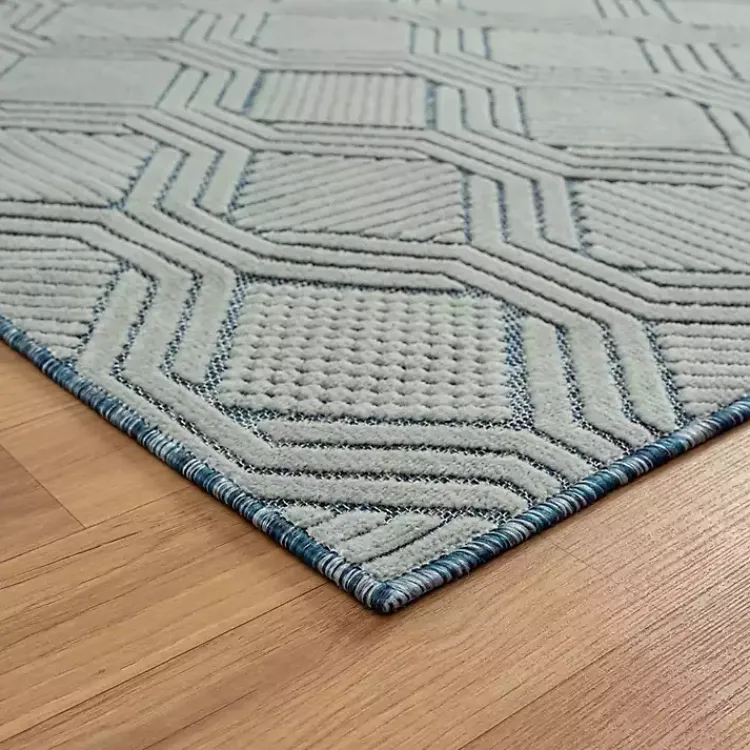 Outdoor Rugs-Kirklands Home Smoky Blue Geometric Indoor/Outdoor Area Rug, 5x7